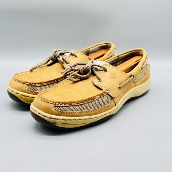 Sperry Shoes Mens 10 Brown Leather Top Sider Boat Mesh 2 Eye Deck Casual Classic - Picture 3 of 12